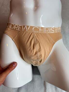 Andrew Christian Almost Naked Tan Briefs Size Large